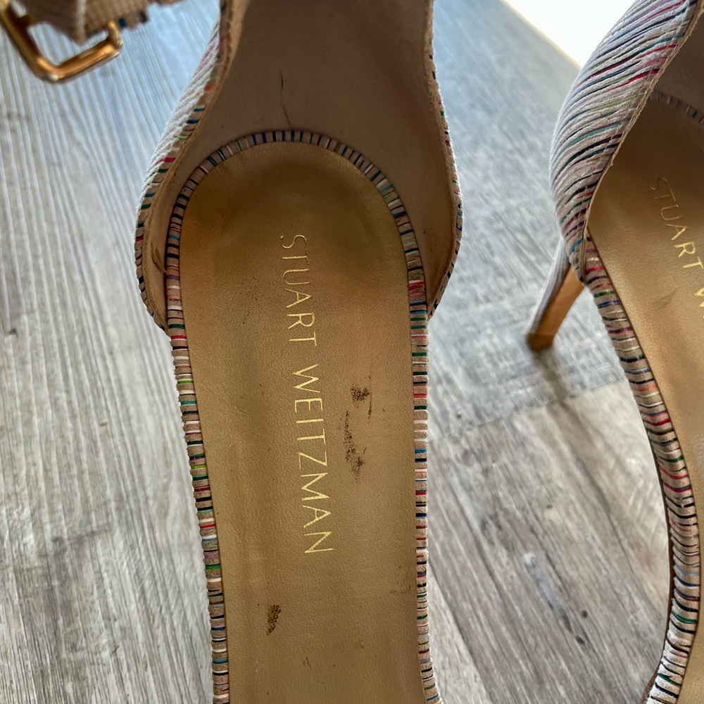 Stuart Weitzman Multicolor Suede Razzle Sandals Heels - Picture 14 of 16